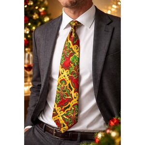 Rush Limbaugh Christmas Holly Silk Tie Men Holiday Novelty Party Festive Necktie